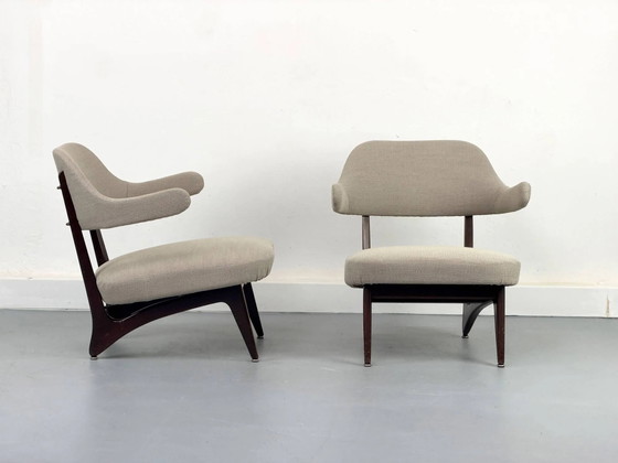Poltrone lounge con nuovo tessuto, anni '50, Set di 2 – Legno, Mid Century Modern (photo 11 of 23)