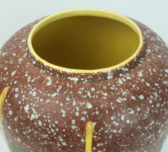 Image 1 of west german 1950s VASE scheurich model 239-30 drip glaze and colorful abstract decor mid century ceramics