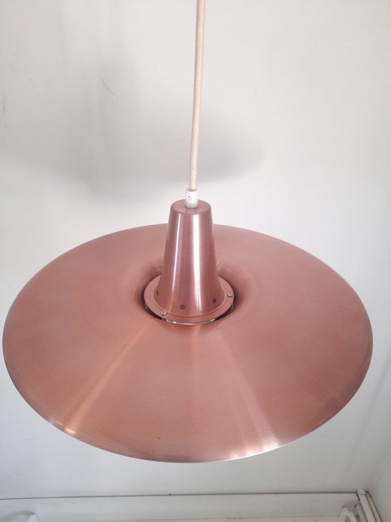 Image 1 of Danish pendant light in red copper, 1960s