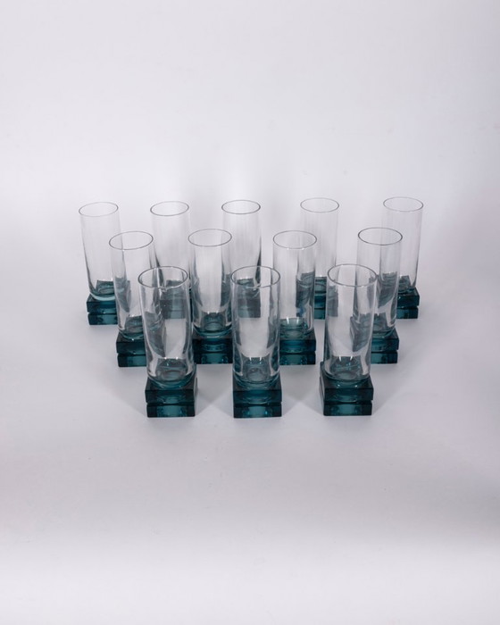 Vintage Italian Blue Crystal Glasses, 1970s, Set of 11 – Glass & Decanter (photo 4 of 8)