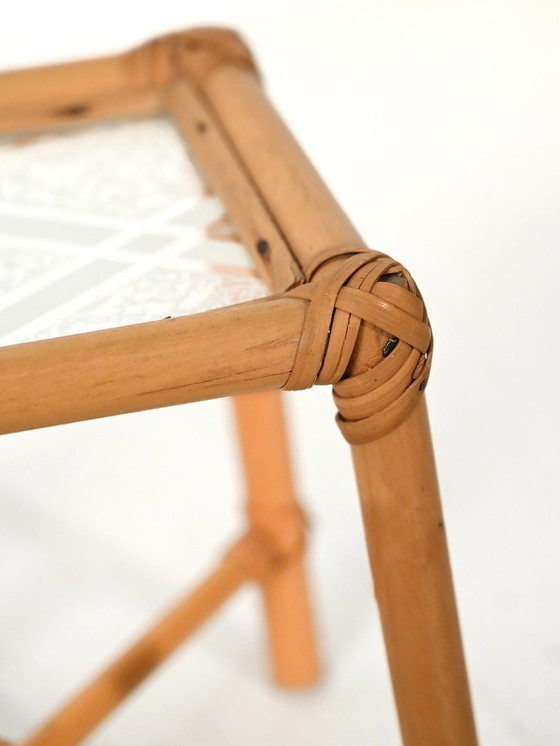 Image 1 of Bamboo Plant Stand with Frosted Glass