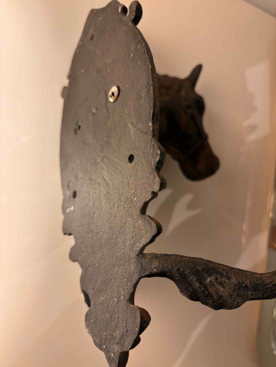 Image 1 of Appendiabiti vintage a forma di testa di cavallo - Decorazione murale rustica equestre