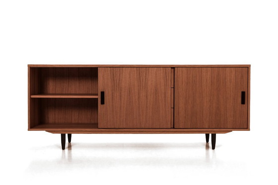 Image 1 of Dressoir gebeitst teak T-S05 schuifdeur en 3 laden