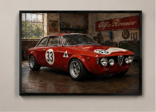 Seltene Limitierte Kunstdruck 1972 - 1965 Alfa Romeo Giulia Sprint GTA Group 4 Race Car, Designed by Bertone -