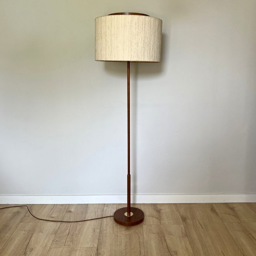 Lampadaire teck, laiton - Temde Leuchten