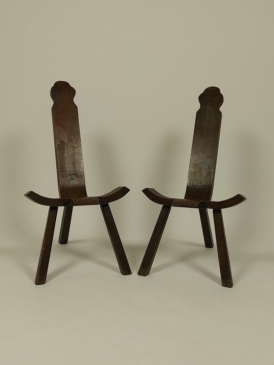 Image 1 of Set van 2 Vintage Houten Krukjes
