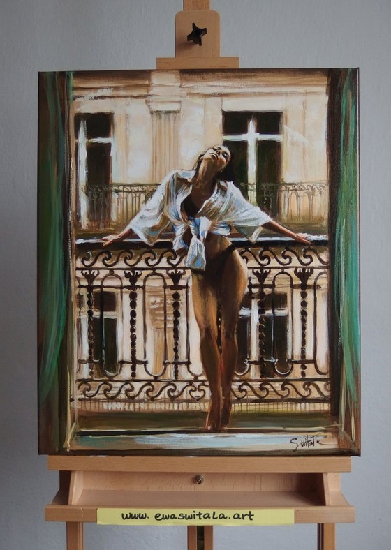 Image 1 of Artwork by Ewa Switala "The Morning Balcony" - Acrylic painting