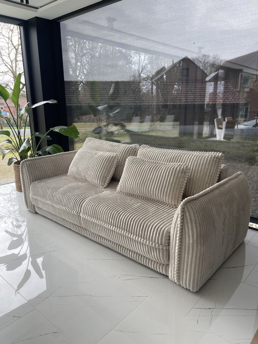 Desgin sofa ribbelstof NIEUW met slaapfunctie en opbergruimte