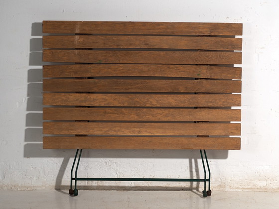 Vintage Folding Garden Table in Wood and Iron, Central Europe, circa 1950, Green, Rustic (photo 9 of 10)