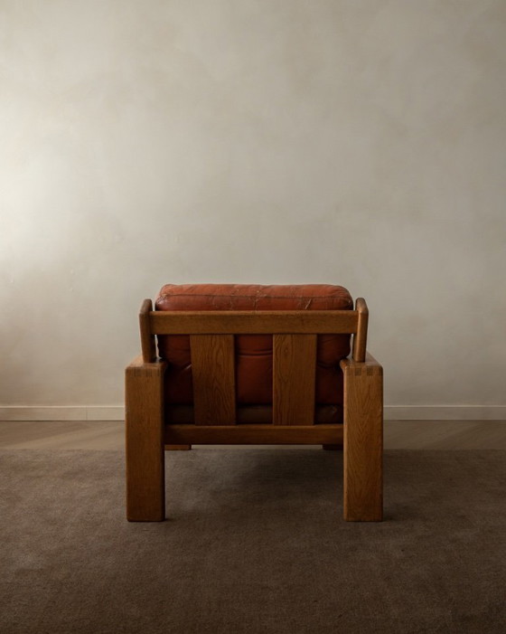 Image 1 of Poltrona lounge vintage Bonanza di Esko Pajamies per Asko, in rovere finlandese e pelle color cognac, anni '60.
