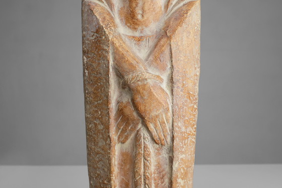 Image 1 of Religieus standbeeld Jezus Christus in Art Deco Stijl door Belgische kunstenaar André Teackens