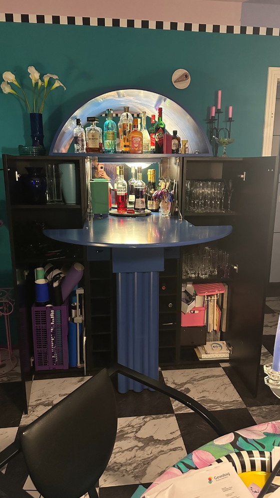 Image 1 of Interlübke Bar Duo Peter Maly Postmodern Memphis Milano 80s Blue