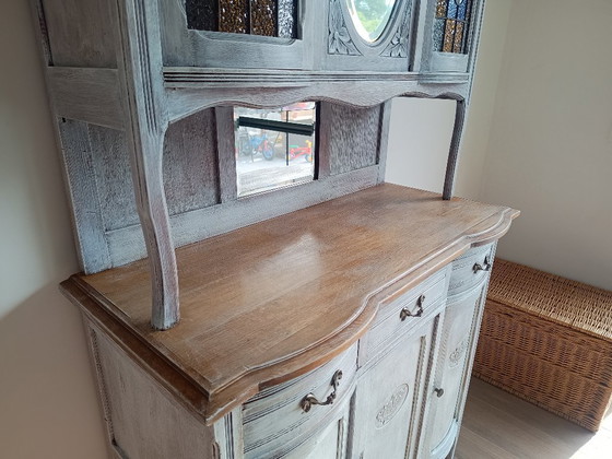 Image 1 of Antique sideboard with leaded glass and mirror