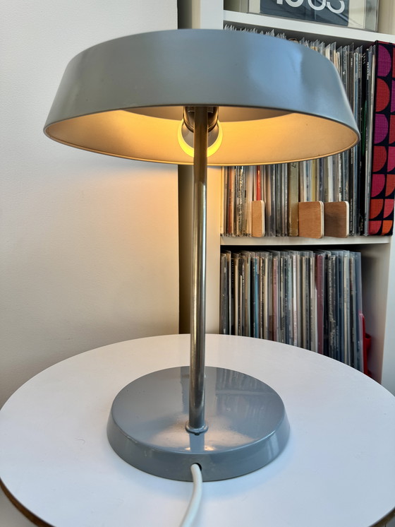 Image 1 of Bauhaus Table Lamp by VEB NARVA Lengefeld – Vintage 1960s Adjustable UFO Desk Light, West Germany Mid-Century Modern Lamp