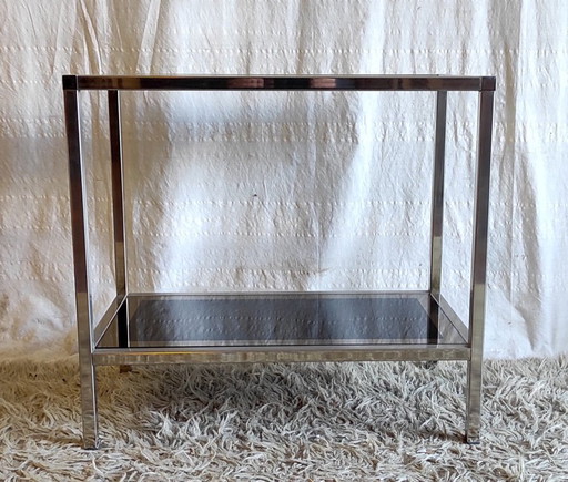 Consolle di design in metallo cromato e vetro - anni '70/'80