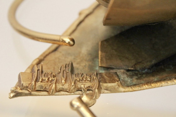Jarrón Escultórico de Latón Macizo de Marc d’Haenens, firmado, D'haenens, Jarrones, Vidrio (foto 3 de 7)