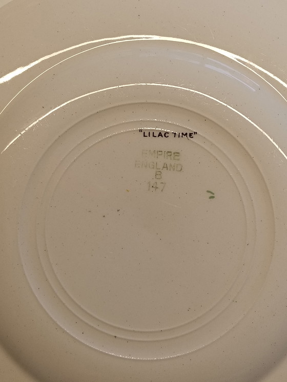 Image 1 of Prachtige Set (7st) Empire England "Lilac Time" Chintz Dessertbordjes (1947)
