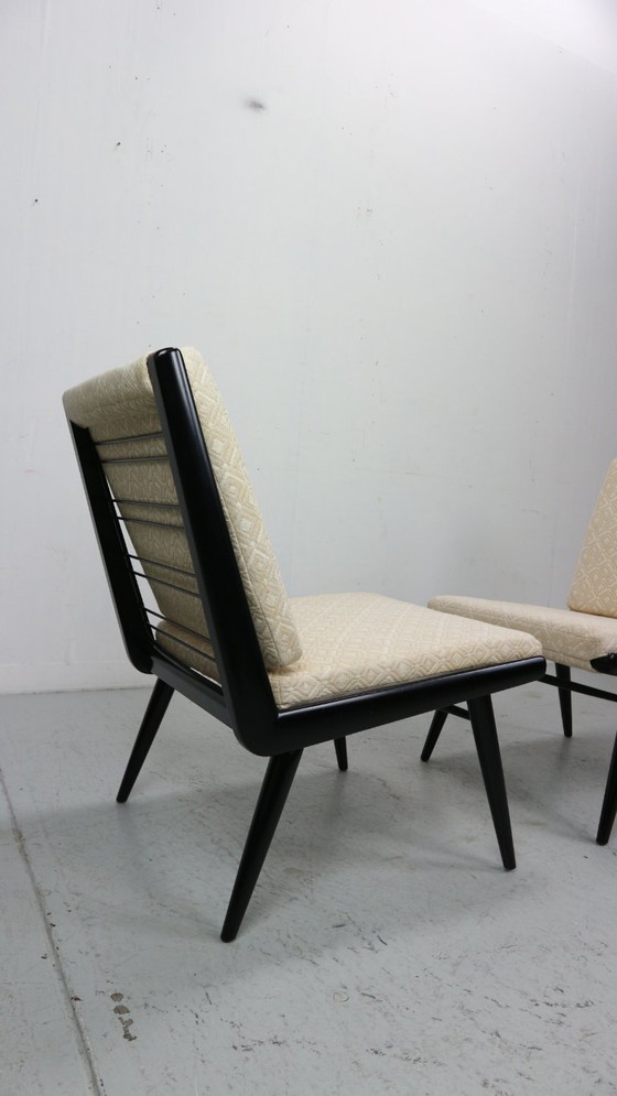 Image 1 of 2x 'Boomerang' H. Mitzlaff, E. Schmidt per Soloform, sedie a sdraio bouclé, 1953