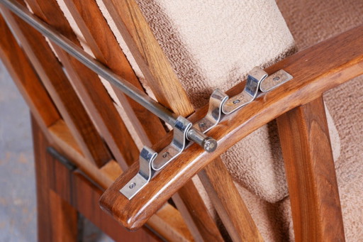 Restored Art Deco Reclining Armchair, Walnut, High Gloss, Czech. 1920s – fauteuils, Metal, Textile (photo 2 of 14)