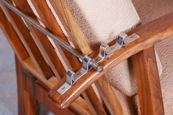 Restored Art Deco Reclining Armchair, Walnut, High Gloss, Czech. 1920s – Metal, Textile (photo 2 of 14)