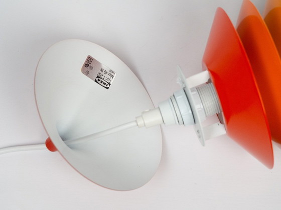 Lampe danoise vintage IKEA Duett, Bent Boysen, 1983, Suspensions, Aluminium, Rouge (photo 7 sur 7)