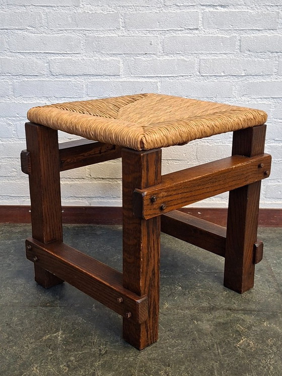 Image 1 of 3 sgabelli brutalisti con sedili in giunco