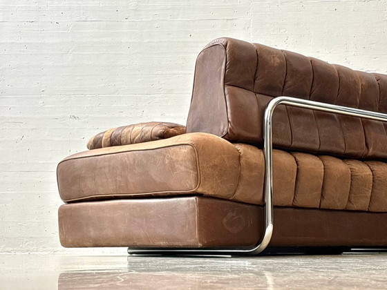 Image 1 of Sofá cama DS-85, un modelo emblemático de De Sede, color marrón coñac, Suiza, década de 1960.