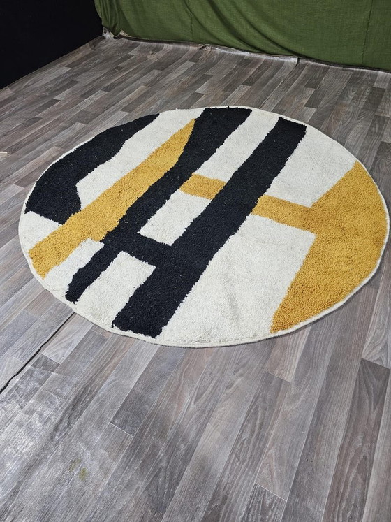 Handmade Round Rug in Natural Wool 200/200cm, Rugs & carpets, Black (photo 7 of 7)