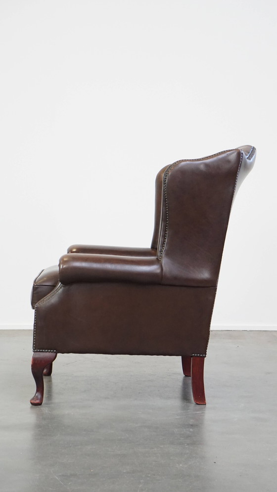 Image 1 of Beef Leather Chesterfield Ear Armchair