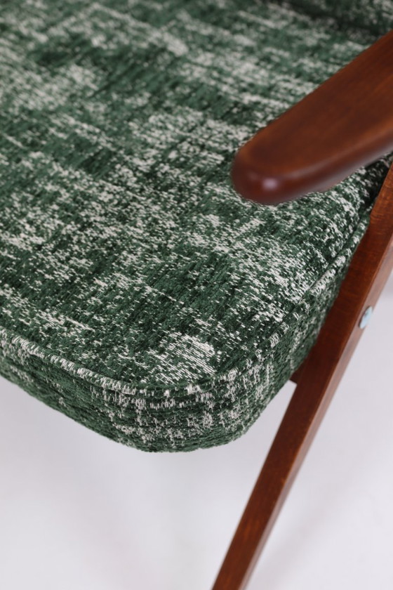 Image 1 of Sedia da salotto scandinava verde Design vintage Boho Rivestimento in tessuto melange, 1960, Polonia