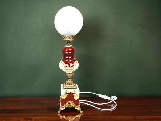 Image 1 of Itailan Hollywood Regency style tall ceramic buffet lamp