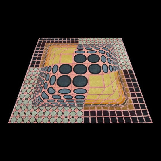 Alfombra de lana Victor Vasarely JENGE CA – Tejido a mano con base de algodón geométrico (220 x 225 cm) – Wool (photo 4 of 9)