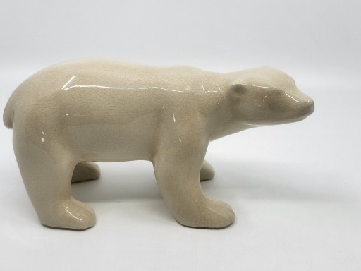 Ours Polaire L&V Ceram En Céramique Craquelée Style Art Deco France – decoratieve objecten, Ceramic