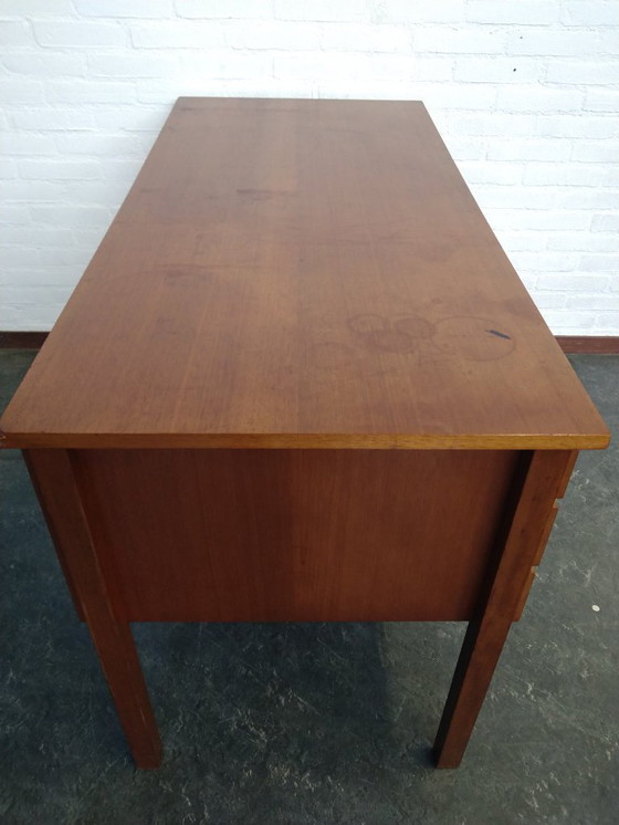 Image 1 of vintage desk with 3 drawers and 1 cupboard