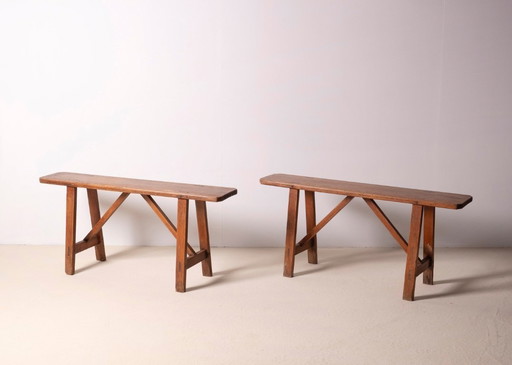 Par de bancos franceses del siglo XIX