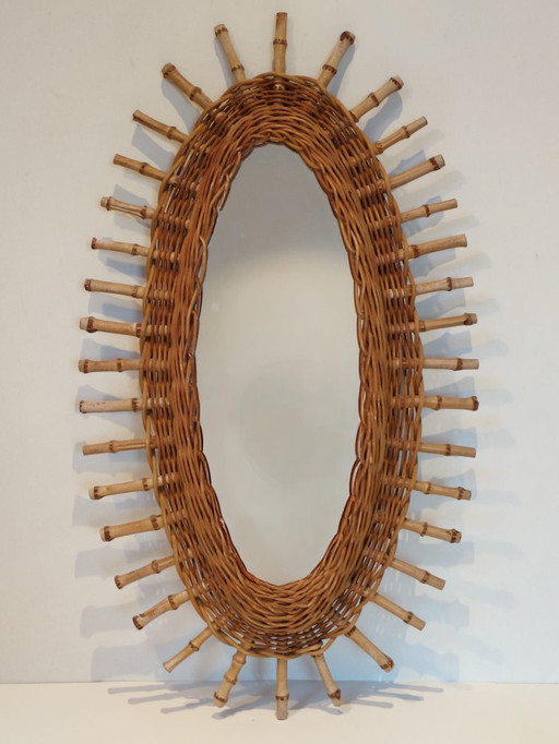 Ovale zonnespiegel in rotan