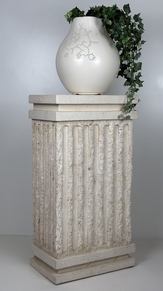 Image 1 of Vintage large Roman column / pillar beige cream plant table
