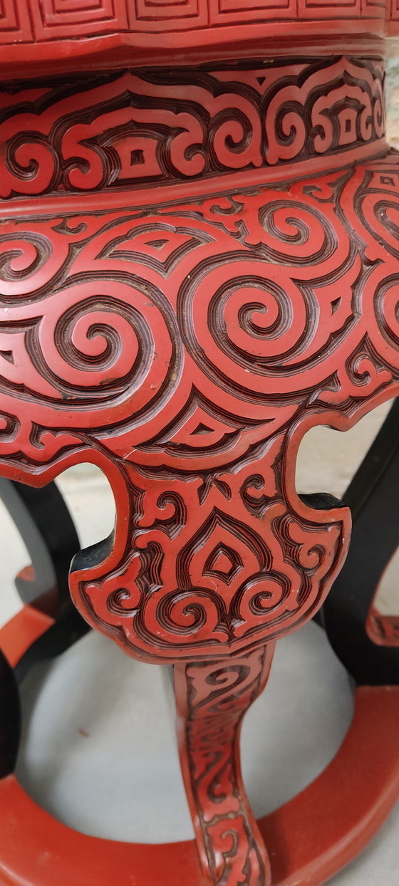 Image 1 of Chinese red cinnabar stool