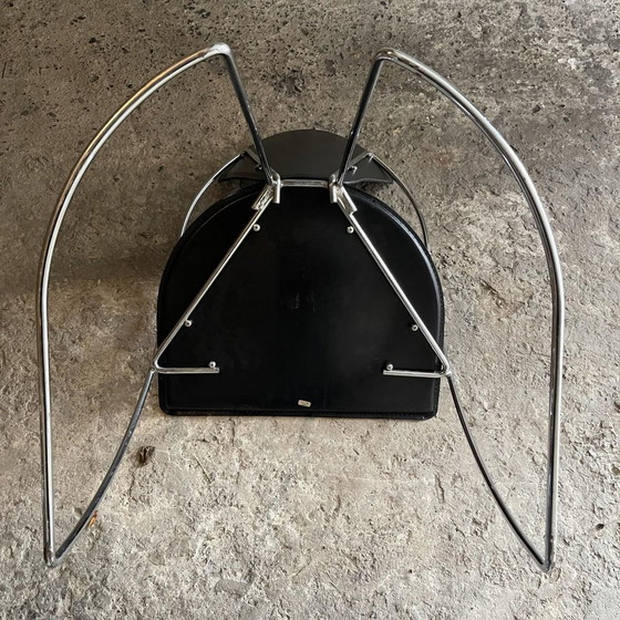 Vintage Chromed Steel & Black Skai Chairs, 1980s, Set of 4 – Dining chairs, Design (photo 6 of 6)