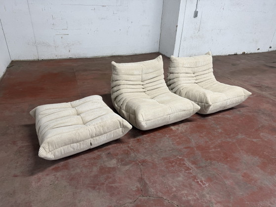 Ligne Roset Togo 2x 1zit + Ottoman in Beige Corduroy Nieuwstaat 10/10!! – Fauteuils, Textile (photo 6 of 15)