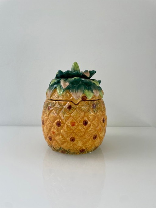 Keramieken ananas voorraadpot gekleurd 21 cm