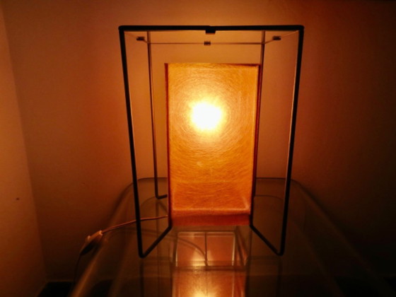 Image 1 of Modernist, minimalist lamp, orange fiber, glass and metal, 1970-1980