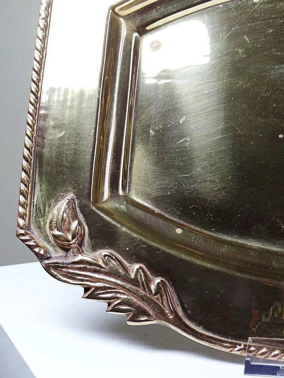 Small vintage brass tray with floral motif, Louis XVI style., Table accessories, Pink (photo 7 of 14)