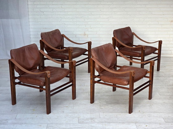 Image 1 of 1970s, Danish armchair model "Safari" by Skippers Furniture, furniture leather.