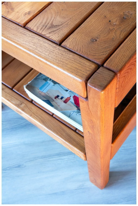 Image 1 of Bijzettafel van massief iepenhout, Roche Bobois, 1980