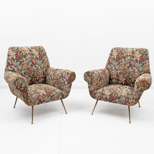 Pair of Gigi Radice Mid-Century Modern Italian Armchairs for Minotti, 50s
