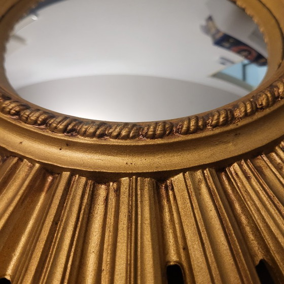 Image 1 of Grote spiegel met zonnestralenmotief, gouden heksenoog, vintage