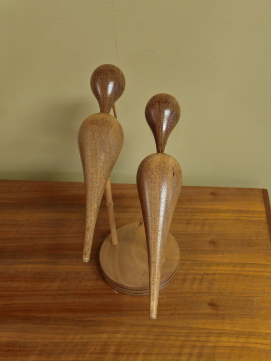 Image 1 of Decorazione in legno d'epoca Pittime reali Pittime reali Uccelli