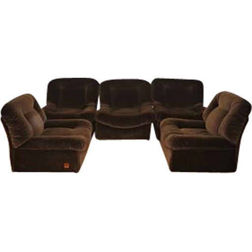 Set di 5 poltrone modulari vintage Panarea in ciniglia di Lev e Lev, anni '70