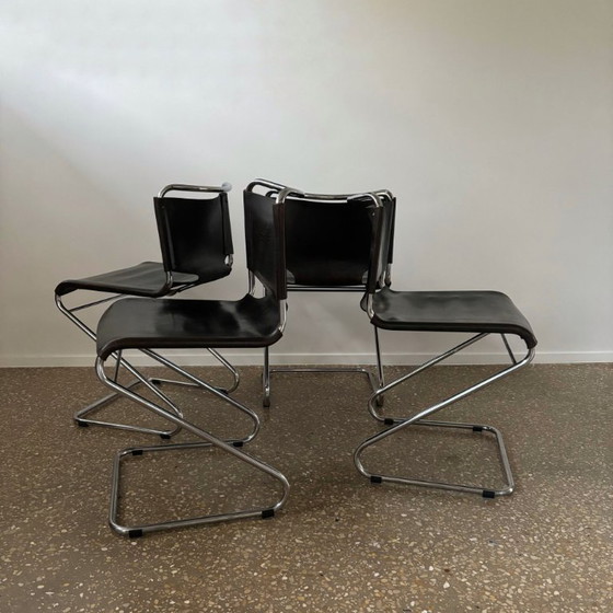 Image 1 of Ensemble de 4 chaises de salle à manger « Biscia », dessinées par Pascal Mourgue pour Steiner, France, années 1960